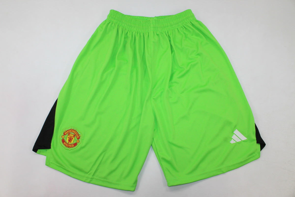 AAA Quality Manchester Utd 23/24 GK Green Soccer Shorts